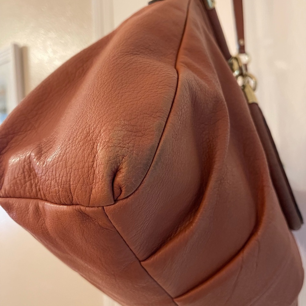 Coach Carrie Satchel in Cognac Leather with Gold Brass Accents - Picture 5 of 16